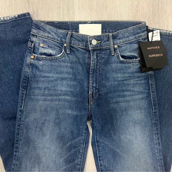 NWT MOTHER Jeans  high-rise, straight leg kick it jean in "Tell it to the Pope" - Picture 7 of 11
